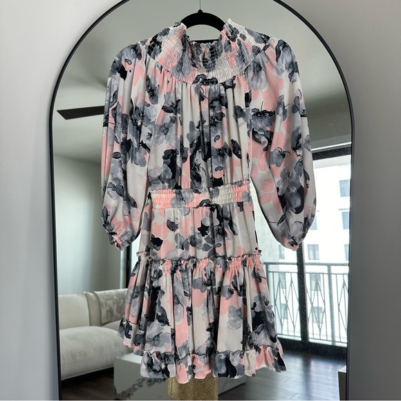 Revolve MISA Los Angeles Freesia Off-the-Shoulder Dress - Watercolor Floral - Picture 8 of 12